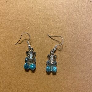 ☀️3/$9☀️ Blue and Clear Ombré Glitter Resin Gummy Bear Dangle Earring